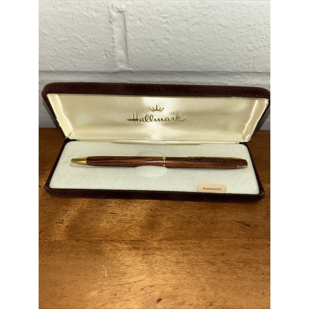 Vtg Rosewood Pen La Salle Engraved Hallmark